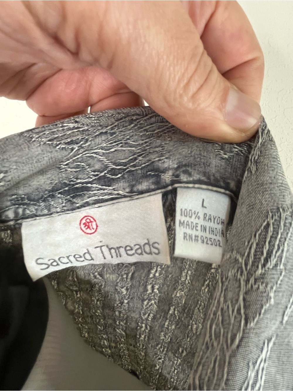 Sacred Threads Patchwork Gray Button-Front Jean Jacket - Picture 6 of 7